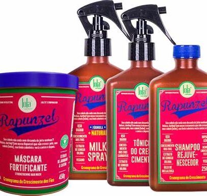 Lola Rapunzel Gama Completa ( Shampoo 250ml+Milk Spray 250ml+Tónico Crescimento 250ml+Máscara 450g)