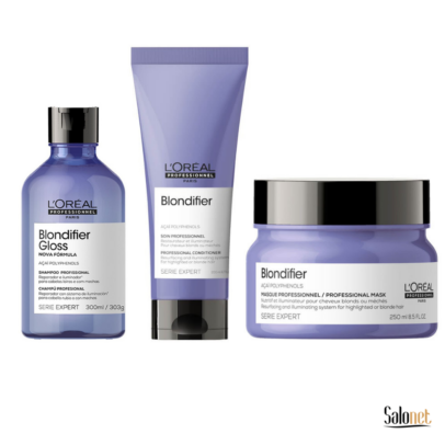 L'Oréal Blondifier Pack (Shampoo Gloss 300ml+Condicionador 200ml+Máscara 250ml)