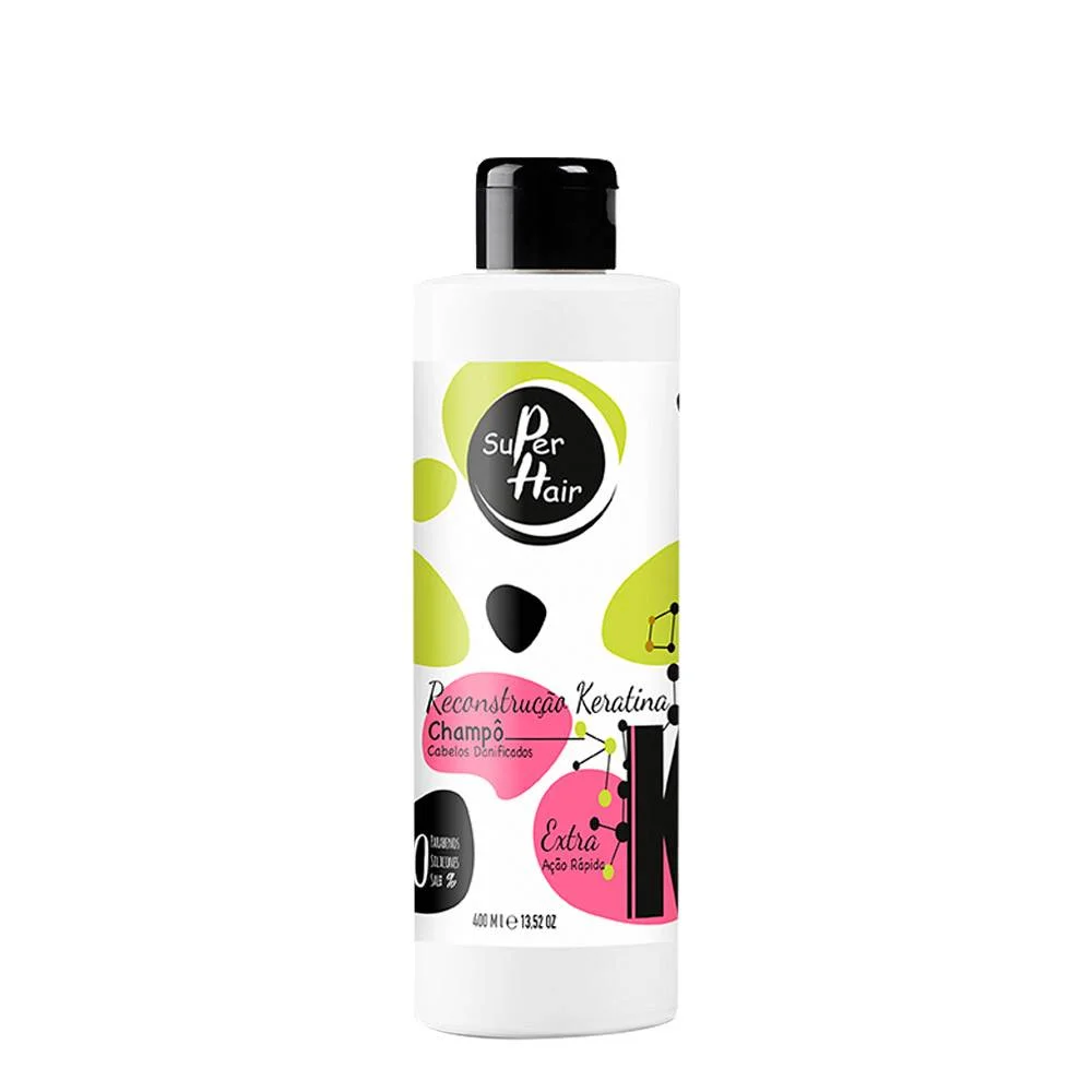 Super Hair Champô Reconstrução Keratina Cabelos Danificados 400ml
